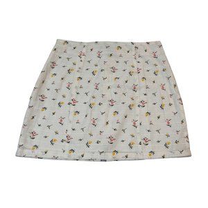 FOREVER 21 Skirt Women’s Lined Embroidered Floral White Yellow Pink Green Medium